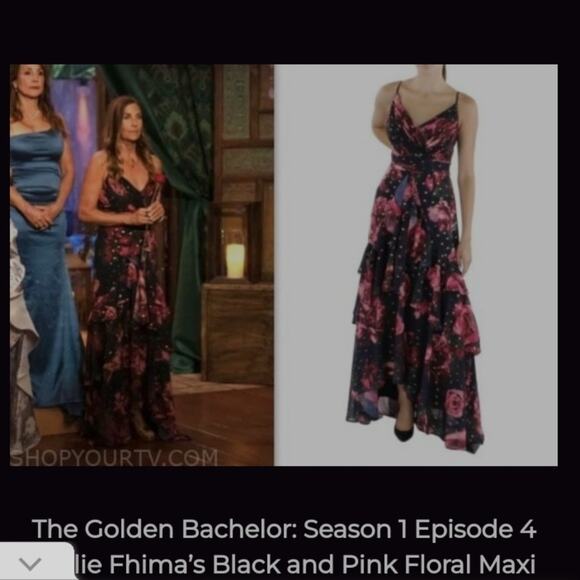 Xscape Rose Floral High Low Assymetrical Ruffle Gown Size 8 - Picture 2 of 4